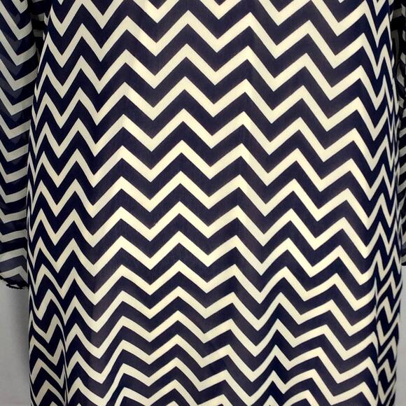 Speechless Shift Dress Large Blue Chevron Tunic Long Sleeve Overlay V Neck - Picture 12 of 14
